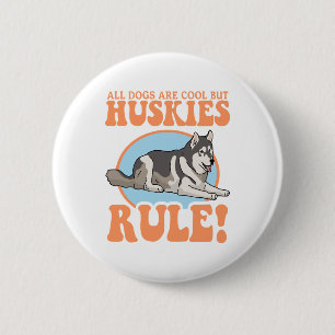 Badge Rond 5 Cm Husky Dog Owner Huskies