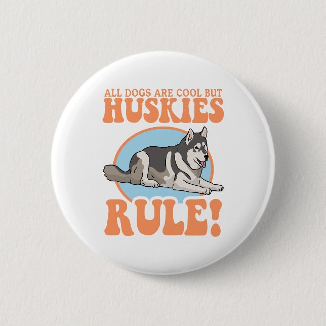 Badge Rond 5 Cm Husky Dog Owner Huskies (Devant)