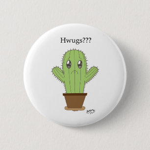 Badge Rond 5 Cm "Hwugs ? ? ?" Cactus