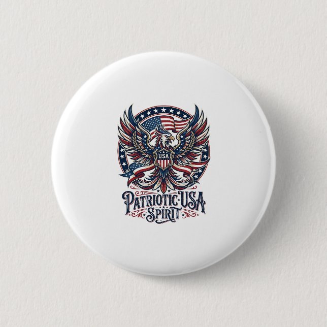 Badge Rond 5 Cm Hybride de Phoenix Patriotique Hybride d'Animal Pa (Devant)