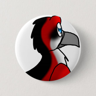 Badge Rond 5 Cm Hybride rouge/noir/blanc d'oiseau