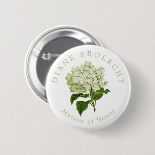 Badge Rond 5 Cm Hydrangea blanc mariage du chef d'honneur