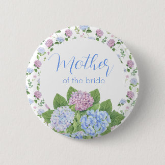 Badge Rond 5 Cm Hydrangea Mère du bouton Mariée