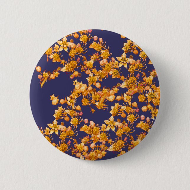 Badge Rond 5 Cm hydrangée orange et marine (Devant)