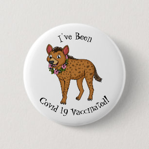 Badge Rond 5 Cm Hyena and flowers cartoon illustration