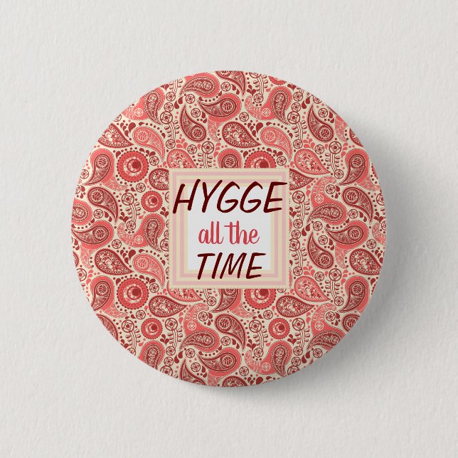 Badge Rond 5 Cm HYGGE tout le temps Cosy Paisley bouton (Devant)