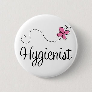 Badge Rond 5 Cm Hygiéniste rose mignon de papillon