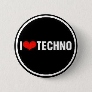 Badge Rond 5 Cm I<3 techno
