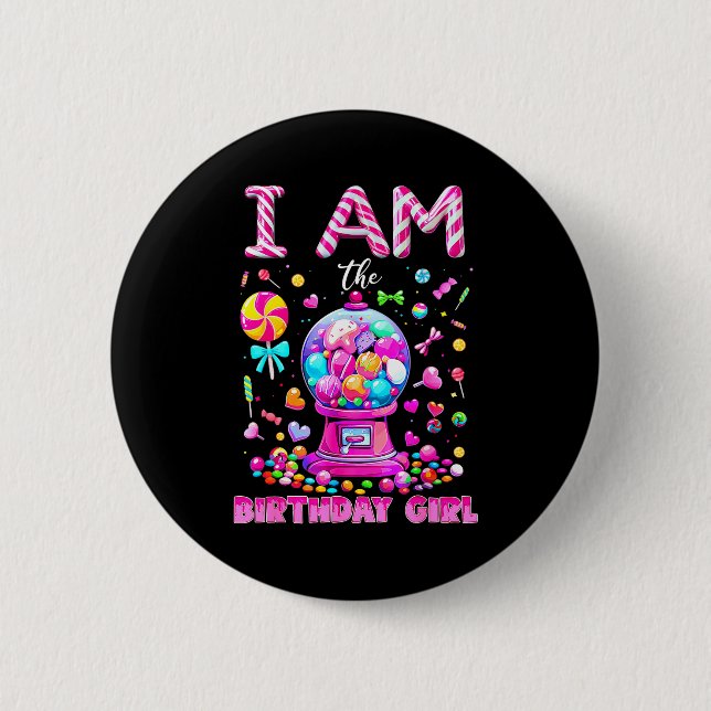 Badge Rond 5 Cm I Am The Birthday Girl Sweet Candy Birthday Girl F (Devant)