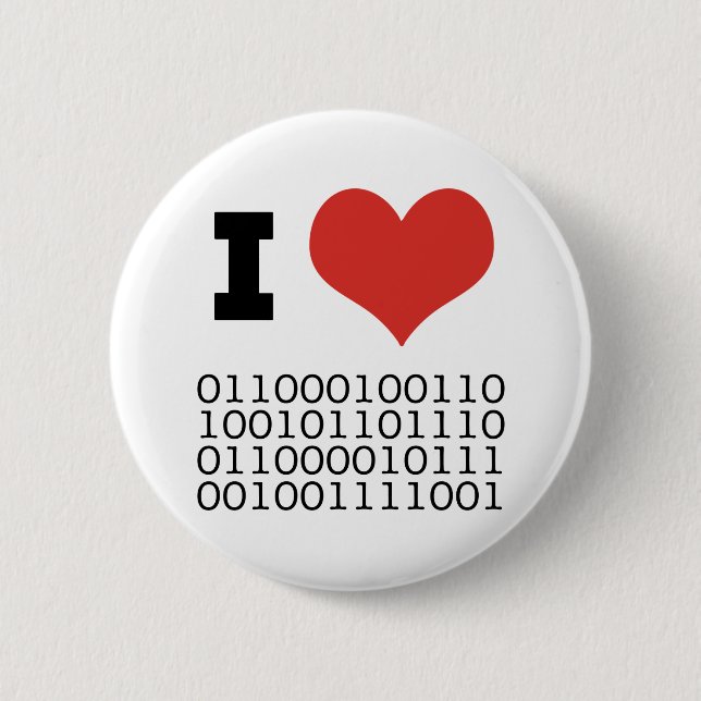 Badge Rond 5 Cm I binaire de coeur (Devant)