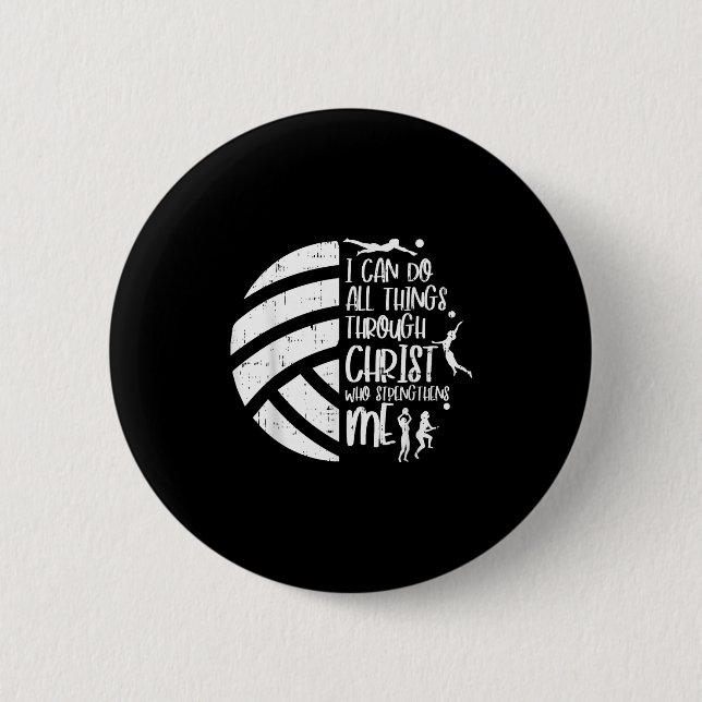 Badge Rond 5 Cm I Can Do Things Through Christ Volleyball Christia (Devant)