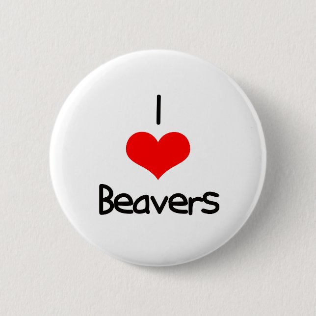 Badge Rond 5 Cm I Coeur (Amour) castors (Devant)