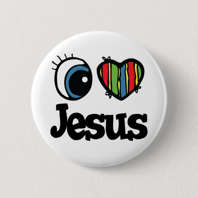 Badge Rond 5 Cm I Coeur (Amour) Jésus (Devant)