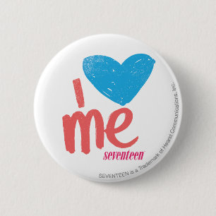 Badge Rond 5 Cm I coeur j'Aqua/rose