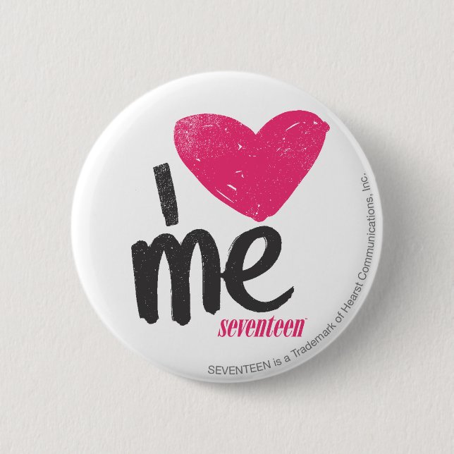 Badge Rond 5 Cm I coeur je magenta (Devant)