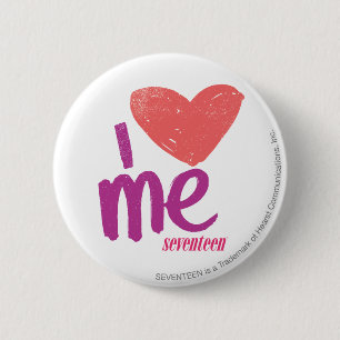 Badge Rond 5 Cm I coeur je rose/pourpre