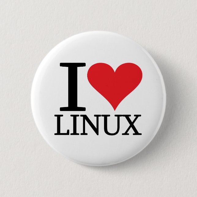 Badge Rond 5 Cm I coeur Linux (Devant)