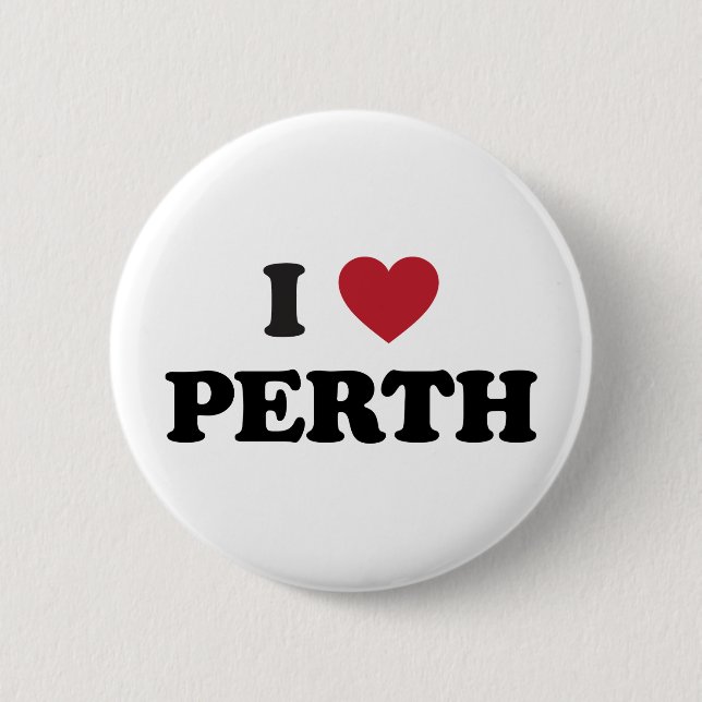 Badge Rond 5 Cm I coeur Perth Australie (Devant)