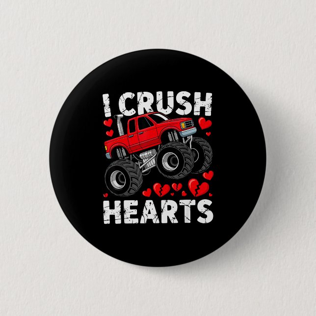 Badge Rond 5 Cm I Crush Hearts Valentine Monster Truck Boys Toddle (Devant)