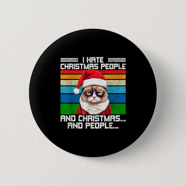 Badge Rond 5 Cm I Hate Christmas Holidays Haters Black Uni-adults  (Devant)