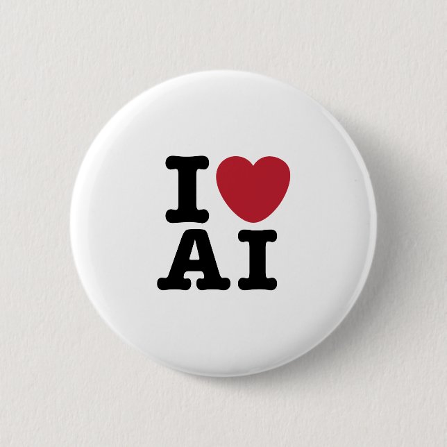 Badge Rond 5 Cm I Heart AI (Devant)