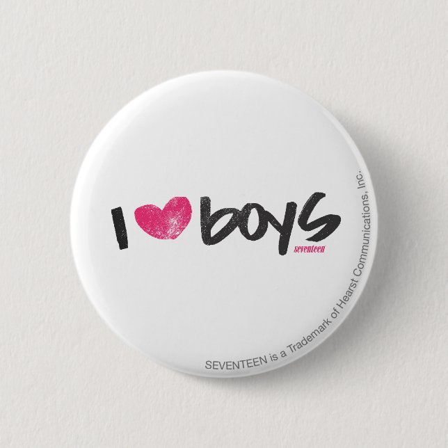 Badge Rond 5 Cm I Heart Boys Magenta (Devant)