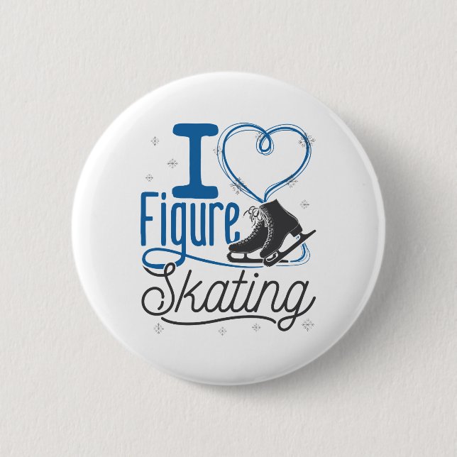 Badge Rond 5 Cm I Heart Figure Patinage (Devant)