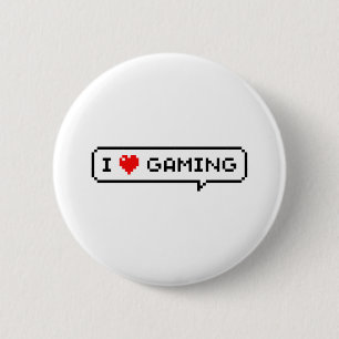 Badge Rond 5 Cm I Heart Gaming I Love Gaming Simple Pixel Art