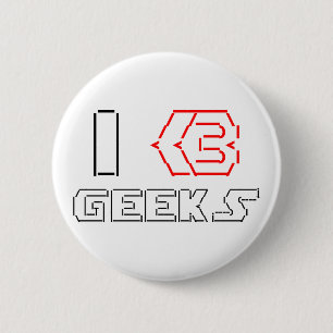 Badge Rond 5 Cm I Heart Geek ASCII ART