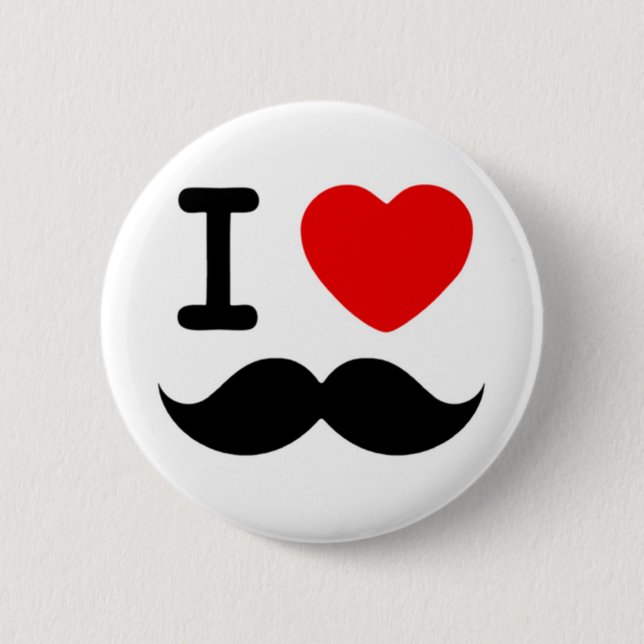 Badge Rond 5 Cm I heart / Lost Mustaches / Mustaches (Devant)