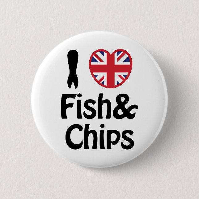 Badge Rond 5 Cm I Heart [Love] Fish & Chips (Devant)