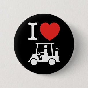 Badge Rond 5 Cm I Heart (Love) Golf Cart