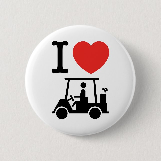 Badge Rond 5 Cm I Heart (Love) Golf Cart (Devant)