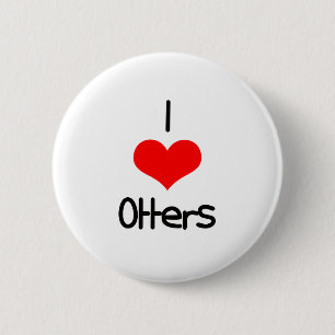 Badge Rond 5 Cm I Heart (Love) Otters
