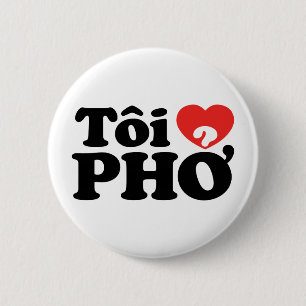 Badge Rond 5 Cm I Heart (Love) Pho (Tôi PHỞ)