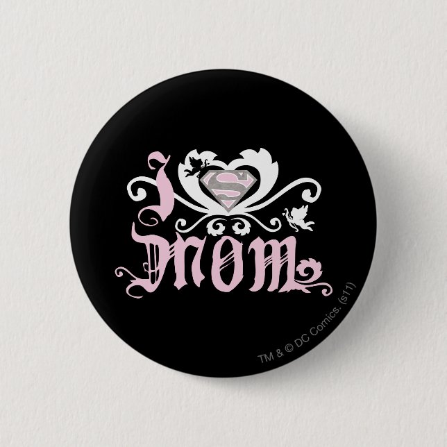 Badge Rond 5 Cm I Heart Maman Rose (Devant)