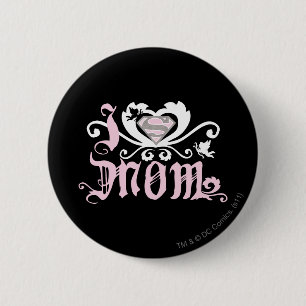 Badge Rond 5 Cm I Heart Maman Rose