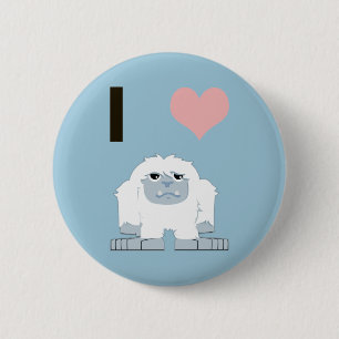 Badge Rond 5 Cm I Heart Yeti mignon Cartoon Monster des neiges