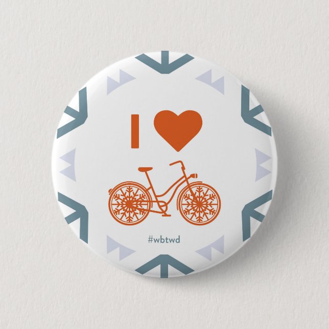 Badge Rond 5 Cm I hiver de coeur faisant du vélo - grand Pin (Devant)