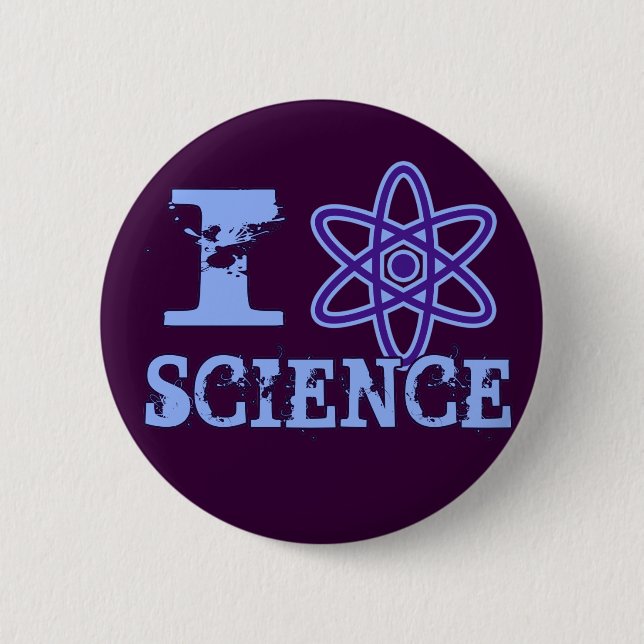 Badge Rond 5 Cm I la Science de coeur (ou symbole atomique) (Devant)