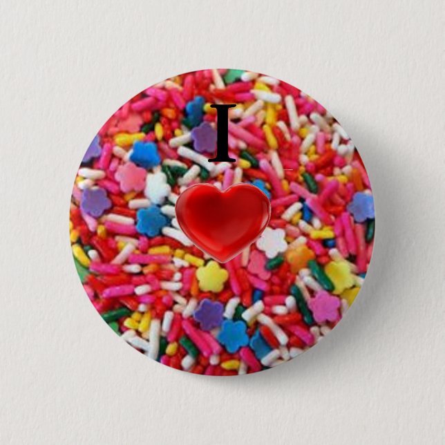 Badge Rond 5 Cm I l'amour arrose de coeur/I arrose le bouton (Devant)