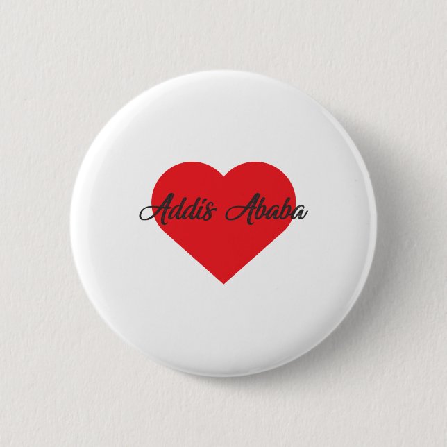 Badge Rond 5 Cm I Love Addis Abeba - Ethiopie (Devant)