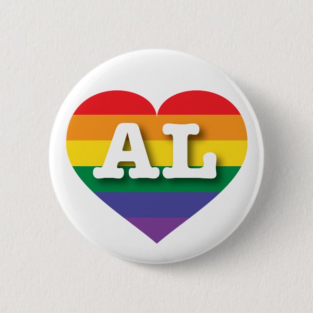 Badge Rond 5 Cm I Love Alabama Rainbow Heart (Devant)