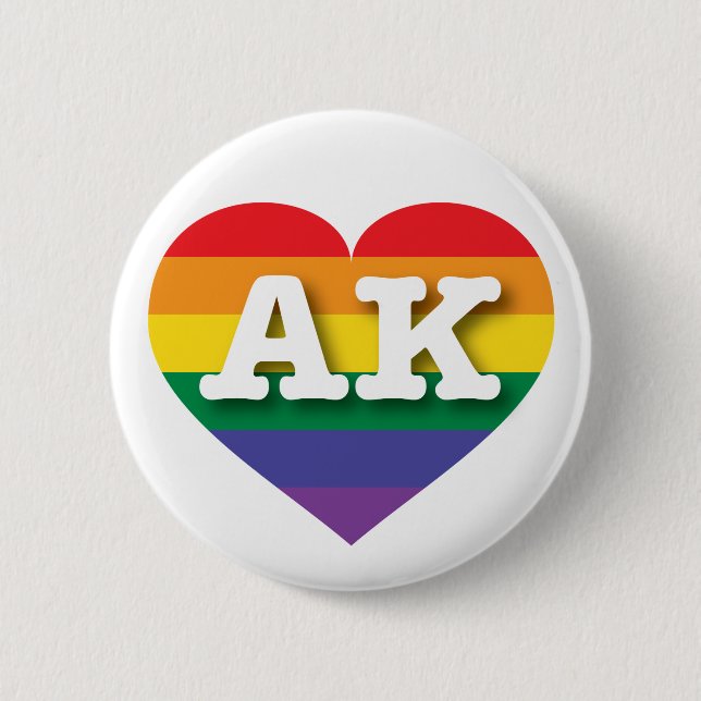 Badge Rond 5 Cm I Love Alaska Rainbow Heart (Devant)
