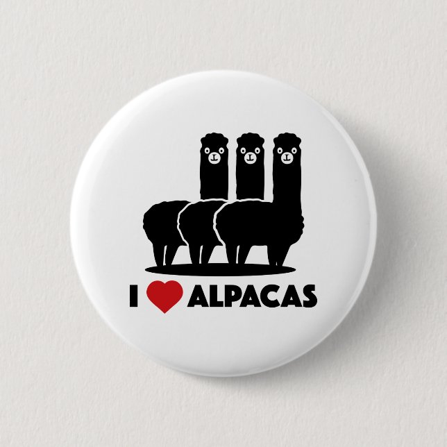 Badge Rond 5 Cm I Love Alpacas (Devant)