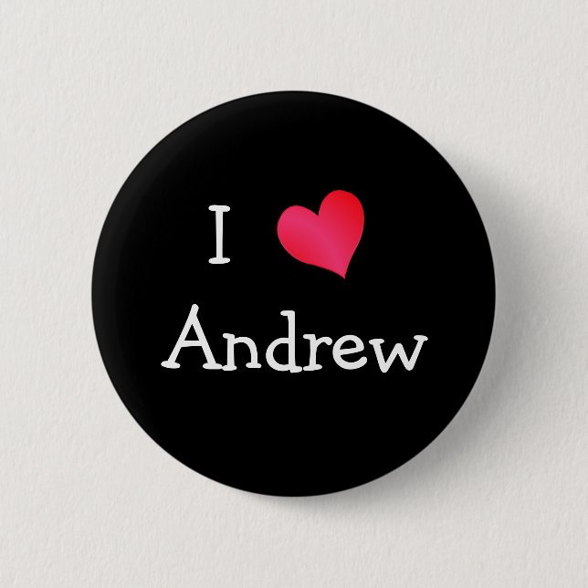 Badge Rond 5 Cm I Love Andrew (Devant)