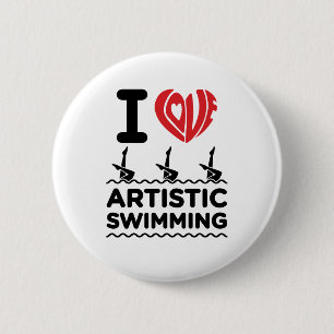 Badge Rond 5 Cm I Love Artistic Swimmer Synchro