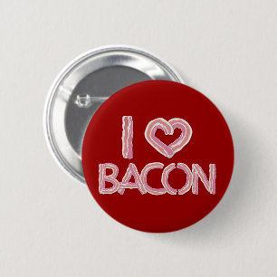 Badge Rond 5 Cm I Love Bacon