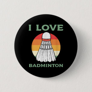 Badge Rond 5 Cm I Love Badminton Sport Vintage Retro Sunset Clothi