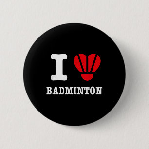 Badge Rond 5 Cm I Love Badminton Tee - Funny Shuttle Heart Parody